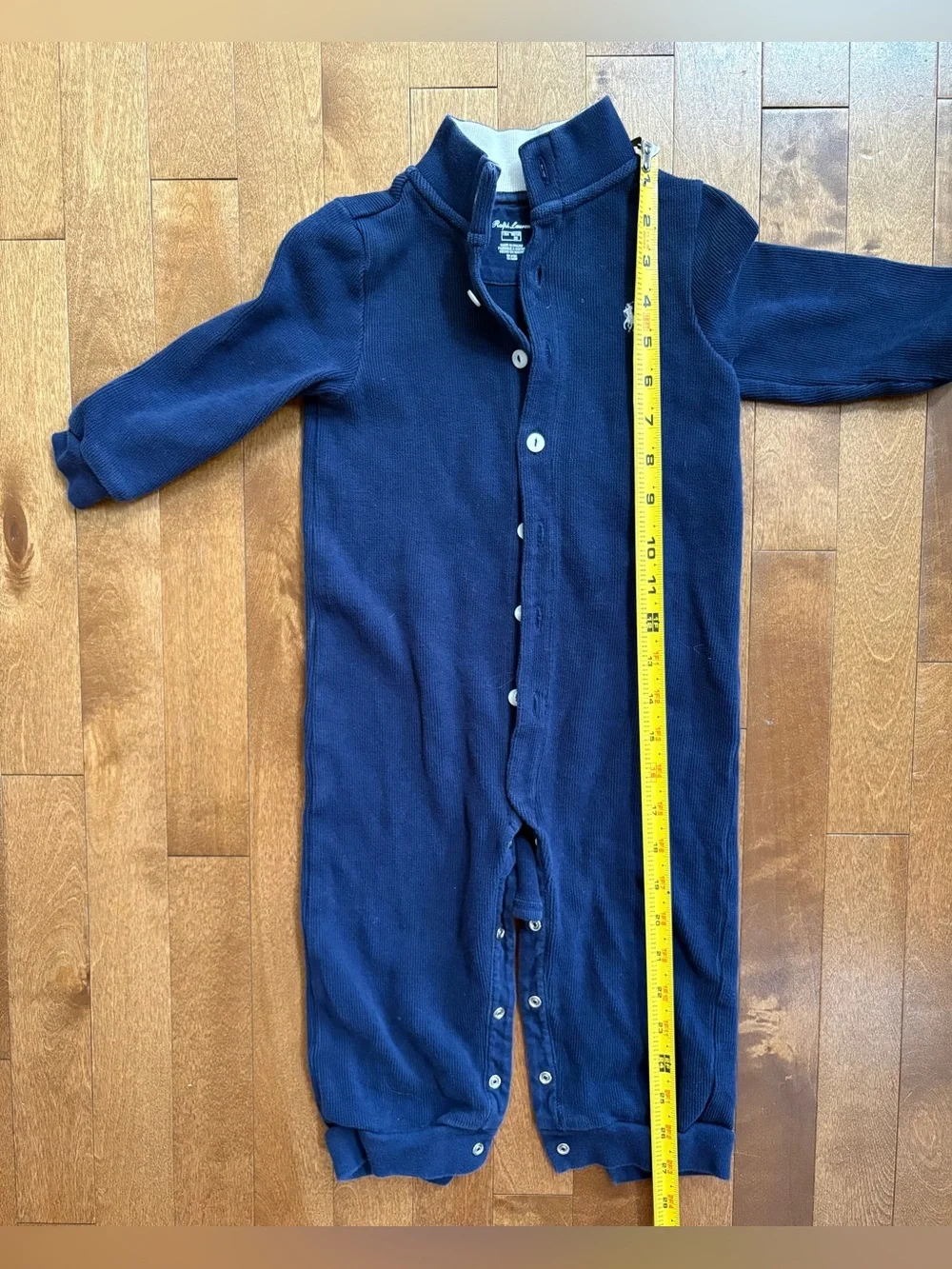 Ralph Lauren Navy French-Rib Cotton One-Piece Bodysuit 18 months